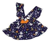 Tmavofialová sukňa s halloweenským motívom a trakami Shein