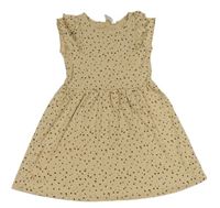 Béžové rebrované šaty so vzorom s volánikmi H&M