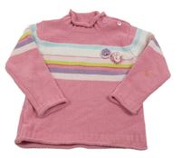 Ružový žinylkový sveter s prúžkami C&A