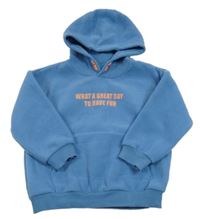 Svetlomodrá fleecová mikina s nápisom a kapucňou F&F