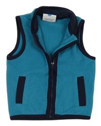 Tyrkysovo-tmavomodrá fleecová prepínaci vesta Topomini