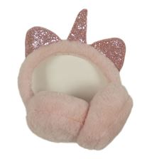 Růžové chlupaté klapky na uši - jednorožec