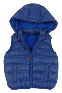 Tmavomodrá šušťáková prešívaná zateplená vesta s kapucňou Fagottino