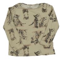 Béžové triko s kočičkami H&M
