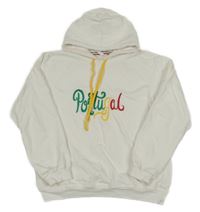 Biela mikina s nápisom a kapucňou