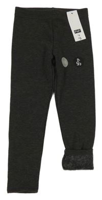 Nové - Tmavošedé zateplené legíny 