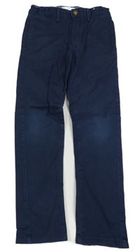 Tmavomodré plátěné chino kalhoty 