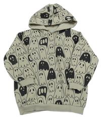 Béžová mikina s duchy a kapucňou Tu