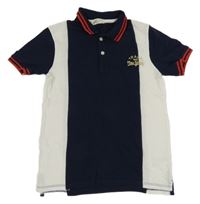 Tmavomodro-biele pruhované polo tričko H&M