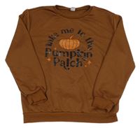 Hnedá mikina s tekvicou a nápisom