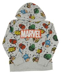 Sivá mikina s hrdinami a kapucňou Marvel