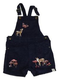 Tmavomodré manšestrové laclové kraťasy s Bambim Mantaray