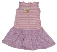 Nové - Ružové bavlněno/plátěné šaty s prúžkami a kolotoči Fat Face