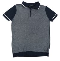 Tmavomodro-biele vzorované polo tričko M&S