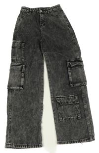 Sivé cargo wide leg rifle Shein