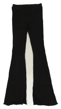 Čierne rebrované flare legíny H&M