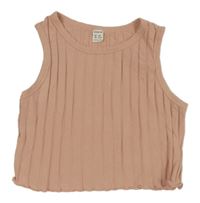 Svetloružový rebrovaný crop top Shein