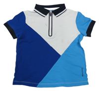 Modro-bielo-tmavomodré polo tričko Jacaidi