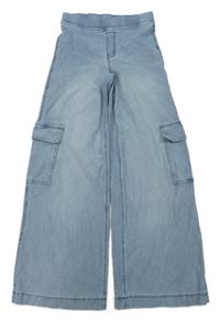 Svetlomodré cargo wide leg ľahké rifle H&M