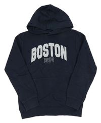 Tmavomodrá mikina s nápismi a kapucňou H&M