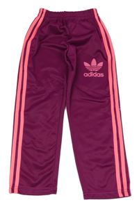 Vínové sportovní kalhoty s logem Adidas