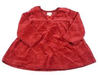 Červené bodkovaná é zamatové šaty s mašličkou H&M