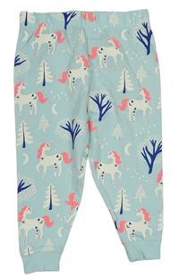 Svetlomodré pyžamové nohavice s jednorožcami a stromčekmi  M&S