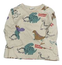 Svetlobéžové tričko s dinosaurami zn. H&M