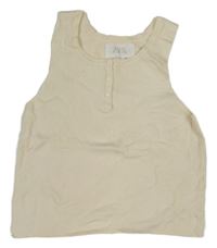 Smetanový úpletový crop top ZARA