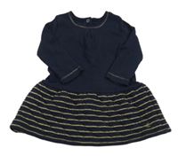 Tmavomodro-zlaté šaty s pruhmi PETIT BATEAU