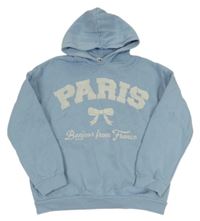 Světlemodrá mikina s nápisy a mašlí a kapucí C&A