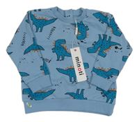 Nové - modrá mikina s dinosaury minoti