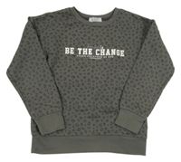 Tmavosivá vzorovaná mikina s nápismi PRIMARK