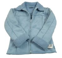 Nové - světlemodrá semišová zateplená bunda s límečkem CHECK IN