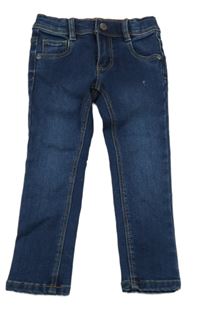 Tmavomodré slim fit teplákové rifle Topolino