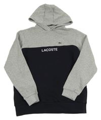 Tmavomodro-šedá mikina s logem a kapucí LACOSTE