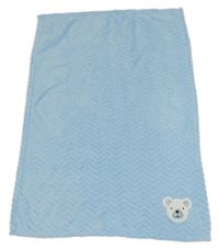 Modrá vzorovaná plyšová deka s medvídkem Pure baby