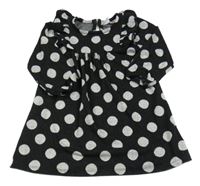 Čierno-biele bodkovaná é úpletové šaty a volániky ZARA