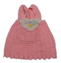 Ružovo-biele vzorované pletené šaty s kvetmi