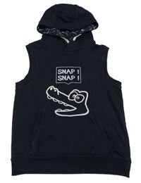 Tmavomodrá tepláková vesta s krokodýlkem a vreckom a kapucňou ORCHESTRA