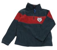 Tmavošedo/červená fleecová mikina s nášivkou C&A