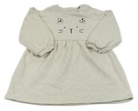 Svetlosivé melírované teplákové šaty s mačičkou F&F