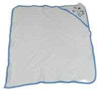 Nové - bielo-modrá zavinovací deka s kapucňou so štěňátky a stromčekmi  KRIS X KIDS