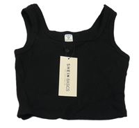 Nové - černý žebrovaný crop top SHEIN