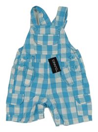 Nové - modro-bílé kostkované cargo plátěné laclové kraťasy St. Bernard