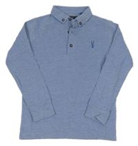 Modré melírované mikinotriko s výšivkou a golierikom Next