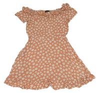 Pudrovo-bílé květované šaty s volánkem New Look