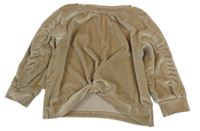 Svetlohnedá lesklá zamatová mikina s volánikmi a překřížením SHEIN