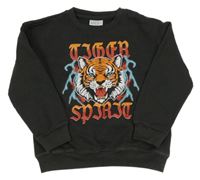 Čierna mikina s tigrom a nápismi YOUNG IDOLS