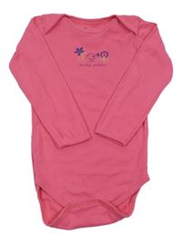 Tmavoružové body s vtáčikom a kvietkami impidimpi